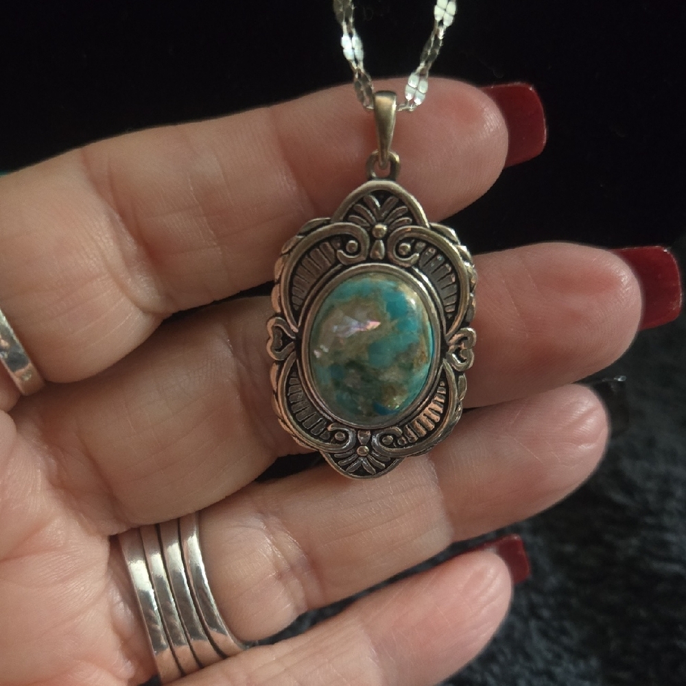 Sterling Silver and Turquoise Pendant Necklace